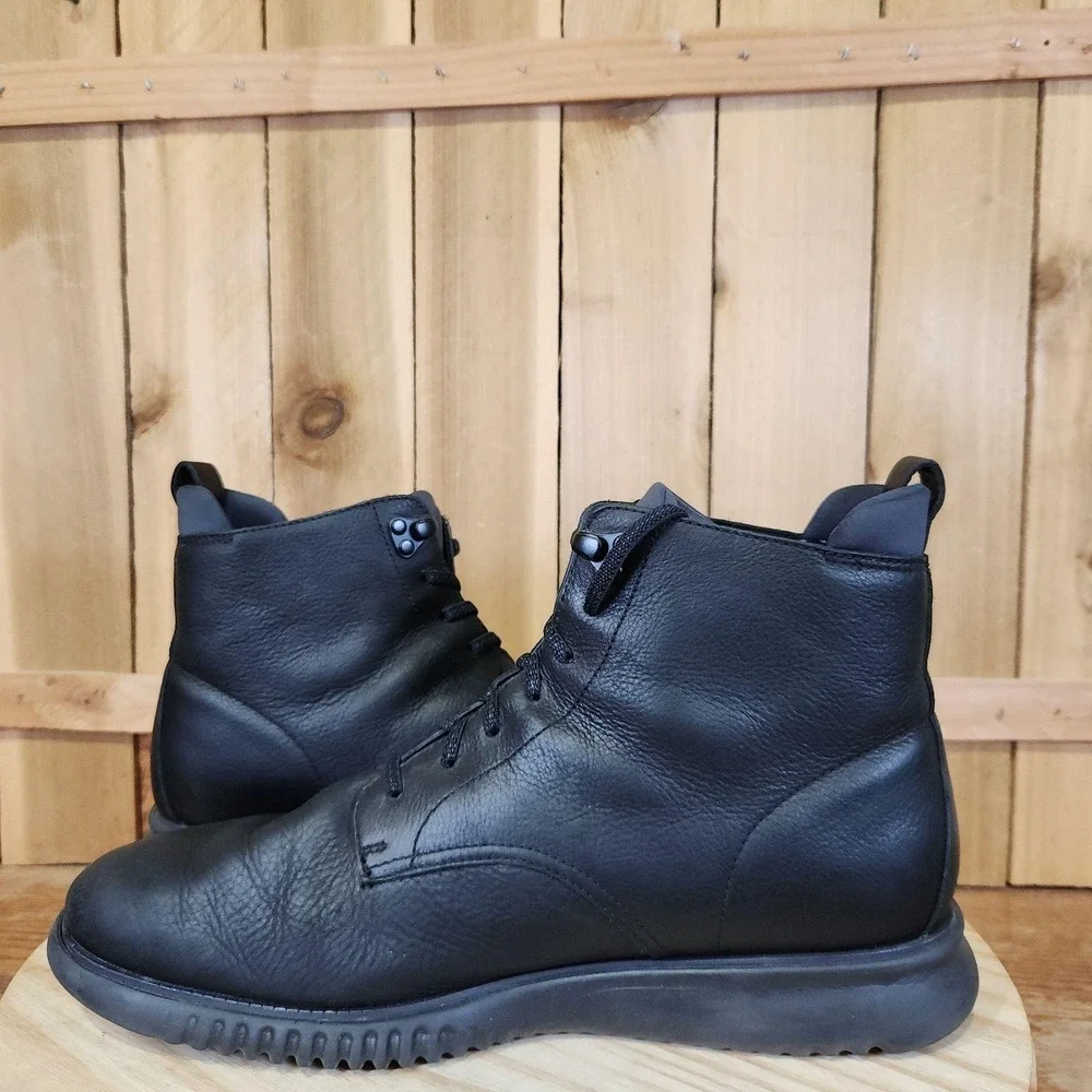Cole Haan 2. Zerogrand City Boots Mens 11.5 M Black Leather Ankle Casual